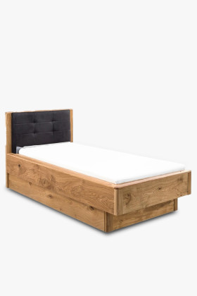 Einzelbett aus massivem Eichenholz mit Stauraum natur